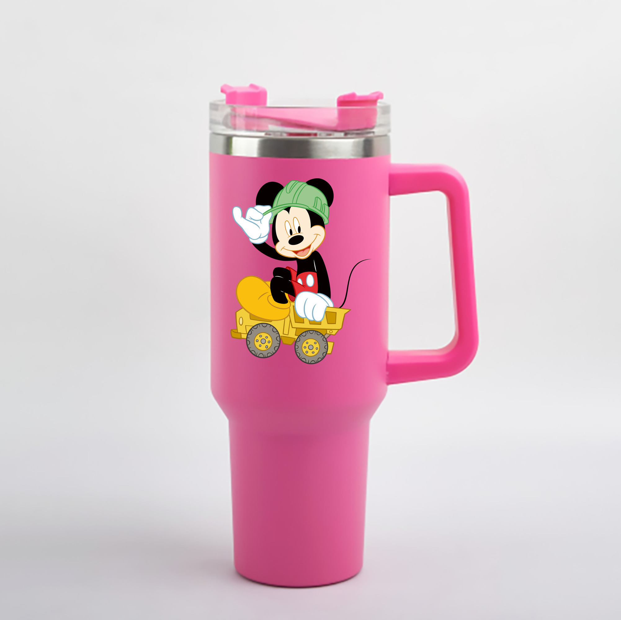 （画像用） ミッキーマウス Mickey Mouse 1200mL車用タンブラー - クリスタルステッカー（プラスチックストロー付き）